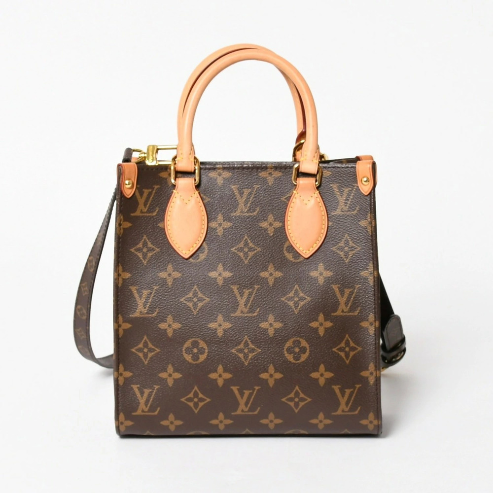 LOUIS VUITTON Sac Plat handbag Monogram shoulder bag leather brown